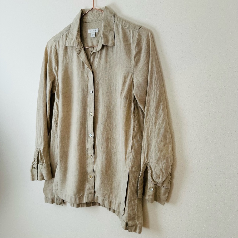 J. Jill Love Linen 100% linen long sleeve button down shirt with side slits - Picture 8 of 9